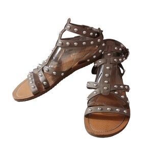 CIRCUS by Sam Edelman Taupe Strappy Studded Leather Gladiator Sandals size 6